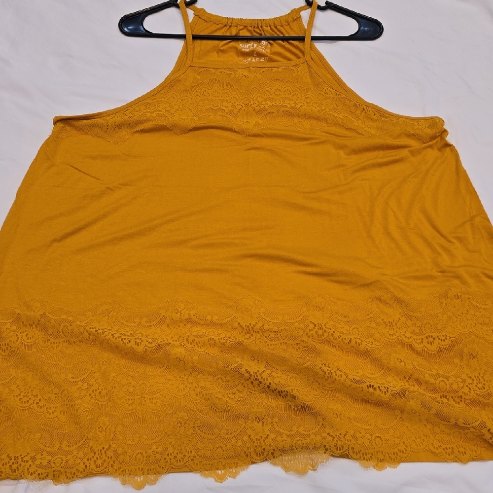 Torrid Mustard Lace Trim Tank Top